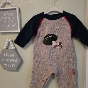Vintage Tan and Navy Baby One Piece with Football Design